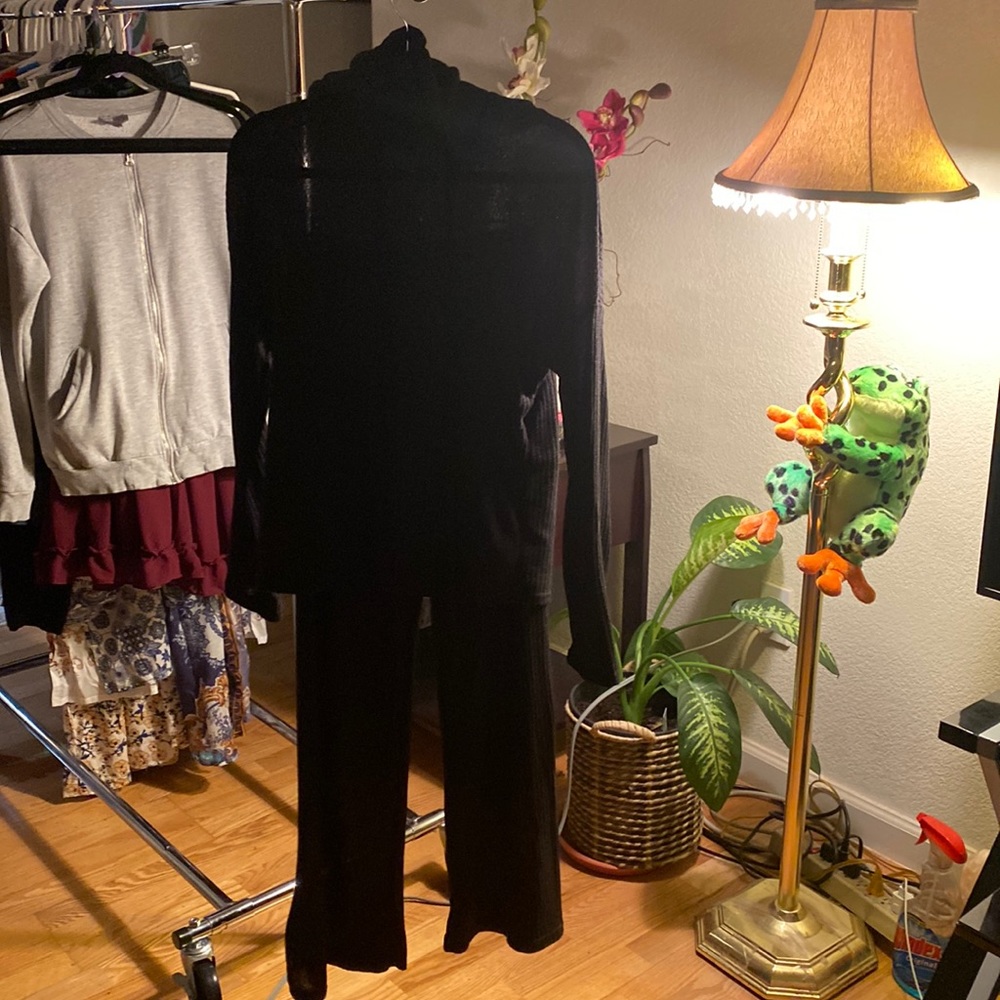 Two Piece semi see through sweater suit.